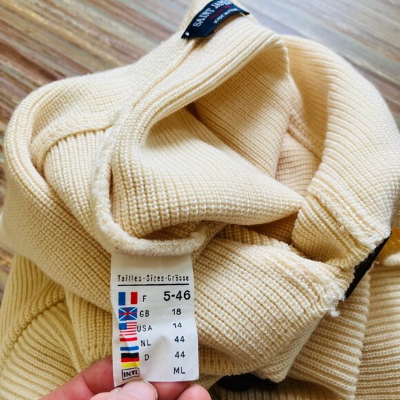 Saint James Ivory Wool Ribbed Knit Cardigan Sweater with Toggle Closures - Picture 11 of 11